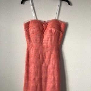 NWOT- Donna Morgan strapless tulle dress in pink lemonade size 10